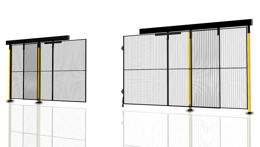 X guard porta scorrevole senza guida con chiusura centrale Porta scorrevole senza guida