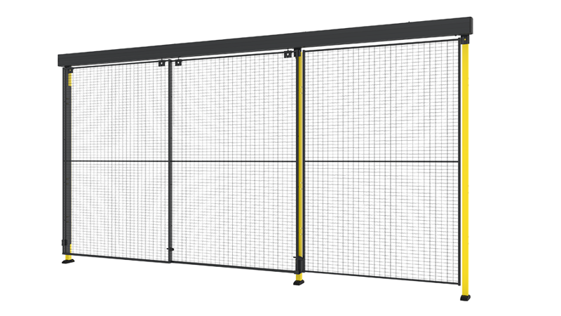 Double sliding door with 2-step rail