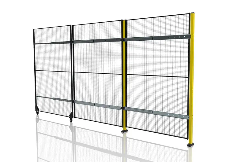 Cancello scorrevole senza guida, con chiusura centrale)