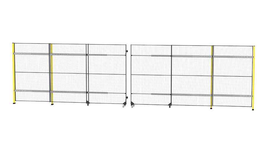 Porta scorrevole senza guida con chiusura centrale
