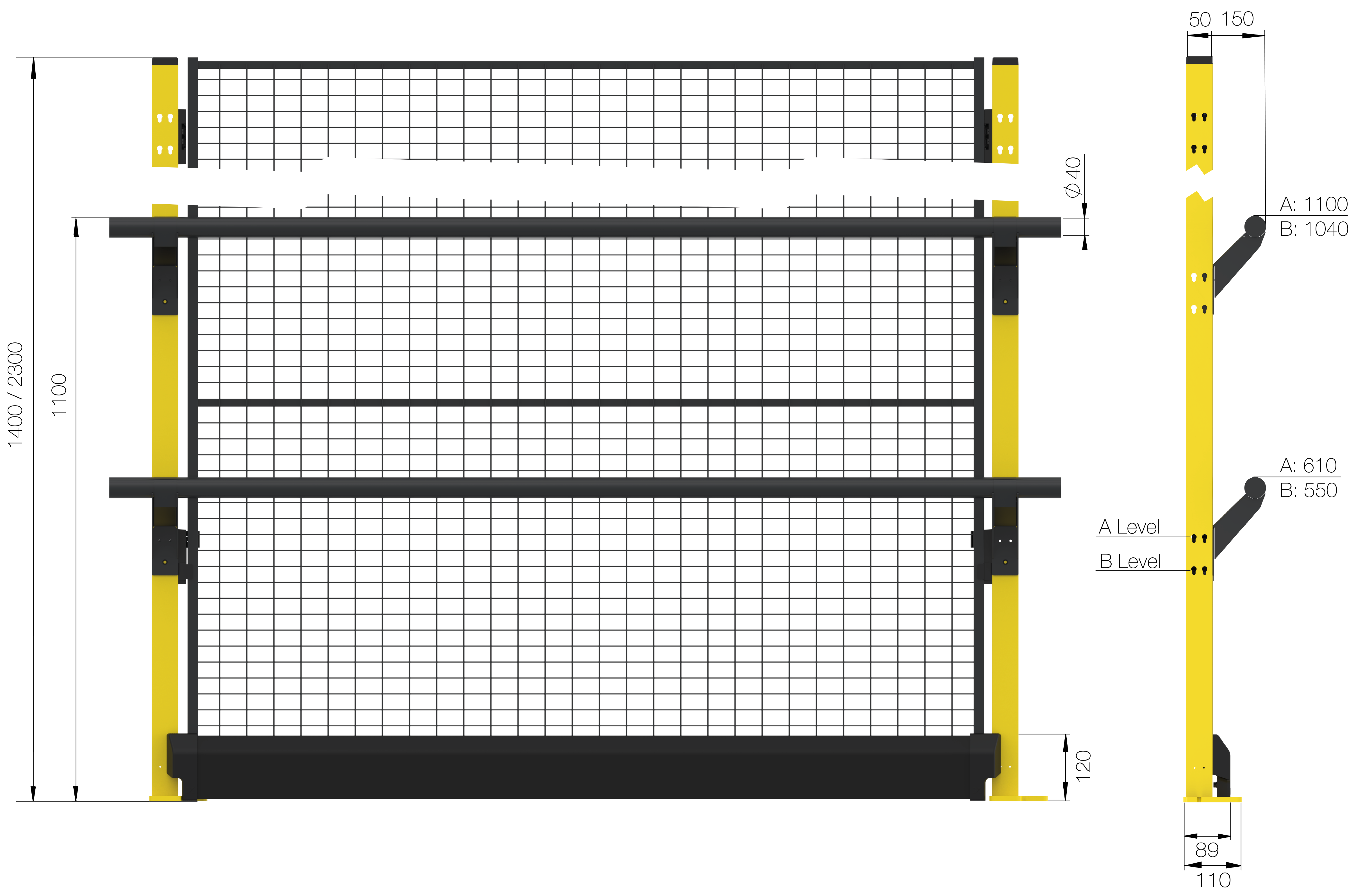 Altezza 2300 mm senza pannelli