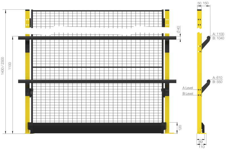 Altezza 2300 mm con pannelli