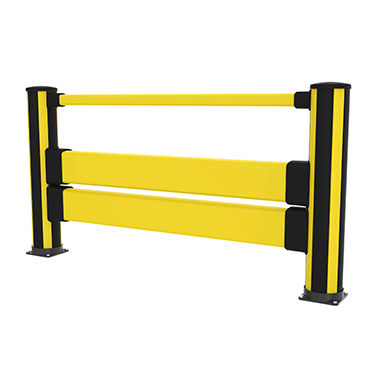 Barriera pedonale con doppia protezione dagli impatti