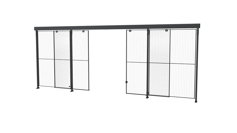 Porta scorrevole con chiusura centrale