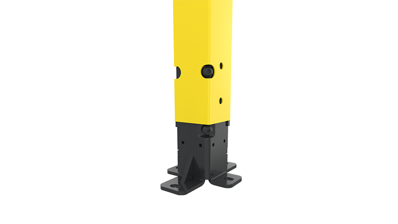 Yellow machine guarding post with floor support