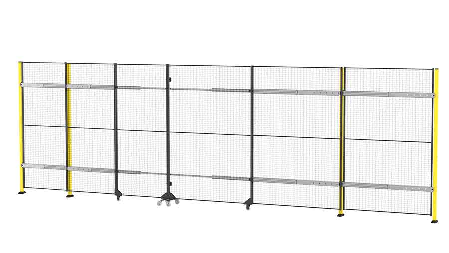 Porta scorrevole senza guida con chiusura centrale