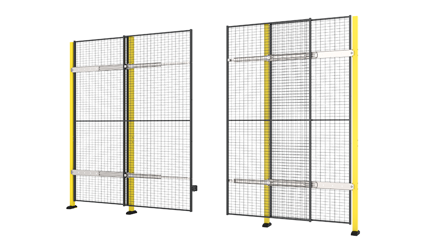 Porta scorrevole senza guida con chiusura centrale