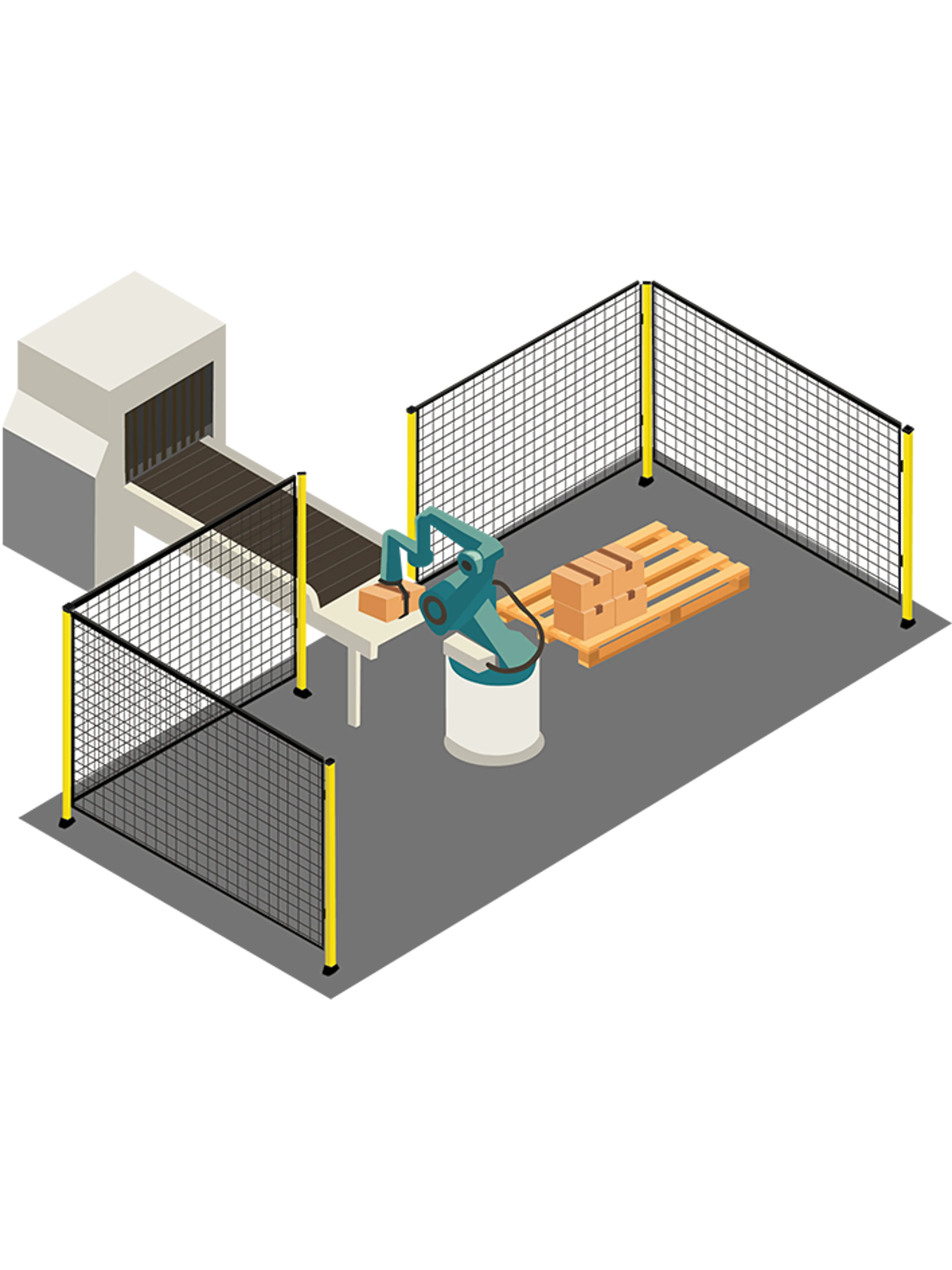 Impianto di trasporto con barriere protettive e aperture di accesso limitate per la sicurezza